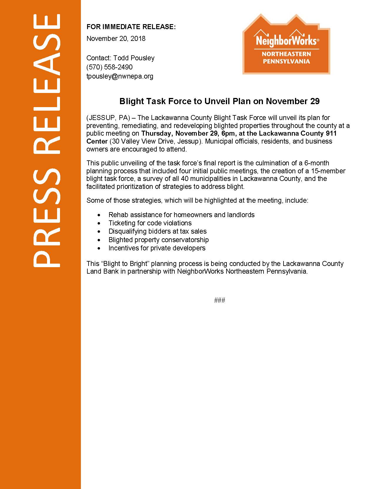 Blight Task Force to Unveil Plan