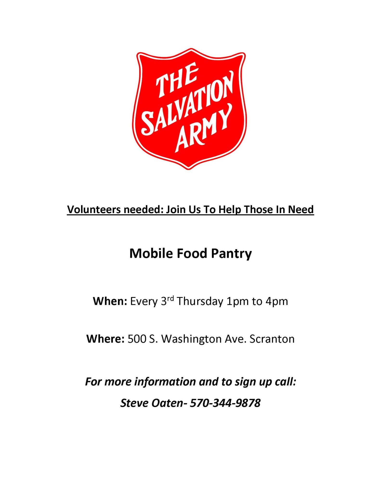Volunteer with the Salvation Army The Greater Scranton Chamber