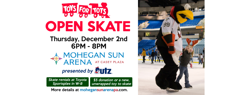 Open Skate at Mohegan Sun Arena Returns December 2nd to Benefit Toys for Tots