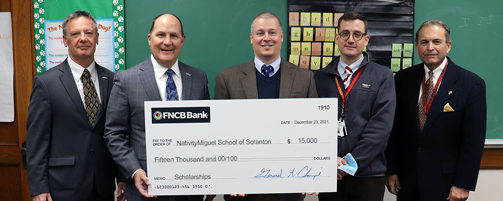 FNCB Bank Provides Scholarship Assistance to NativityMiguel School of Scranton