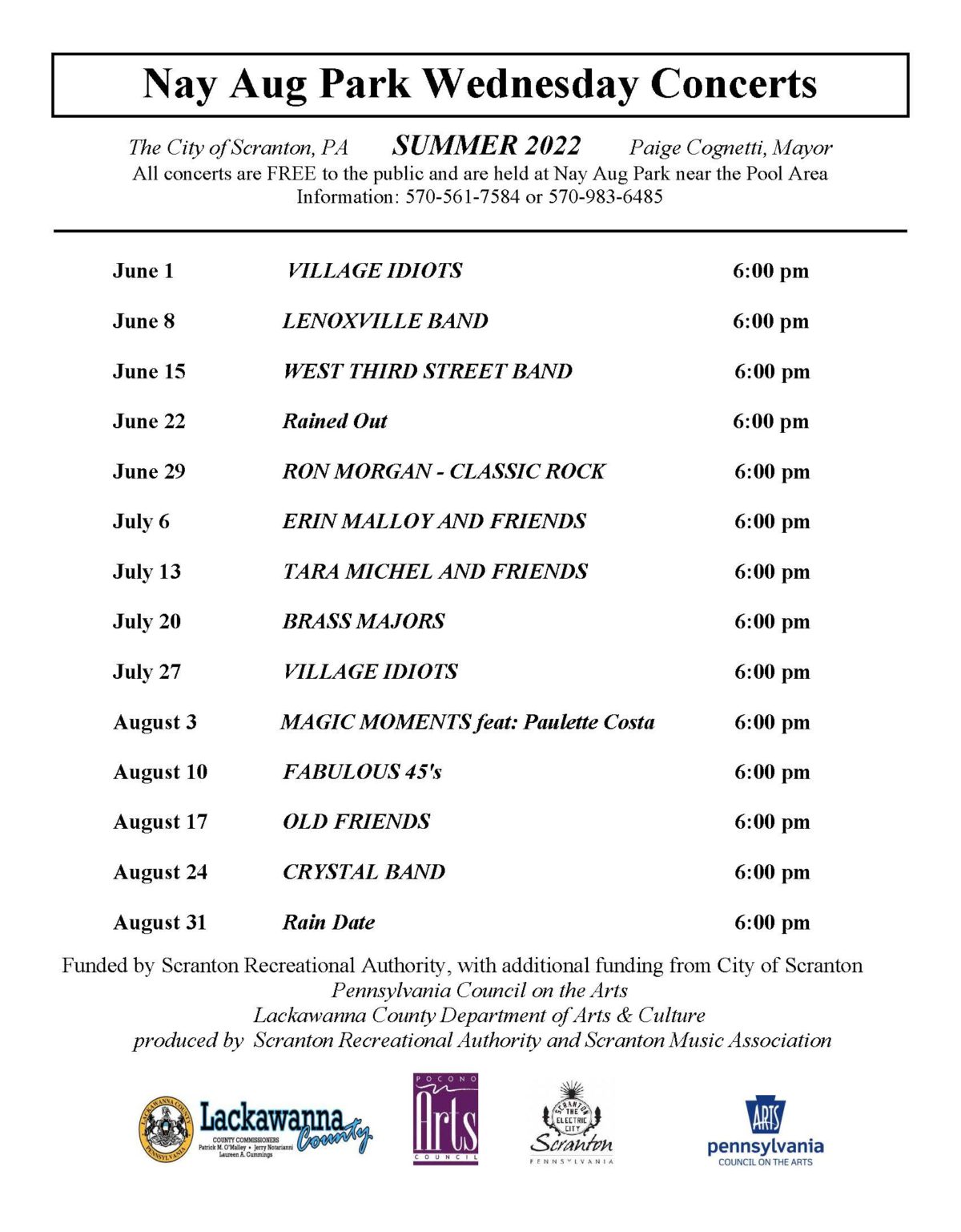 Nay Aug Park Wednesday Concerts Scranton Chamber of Commerce